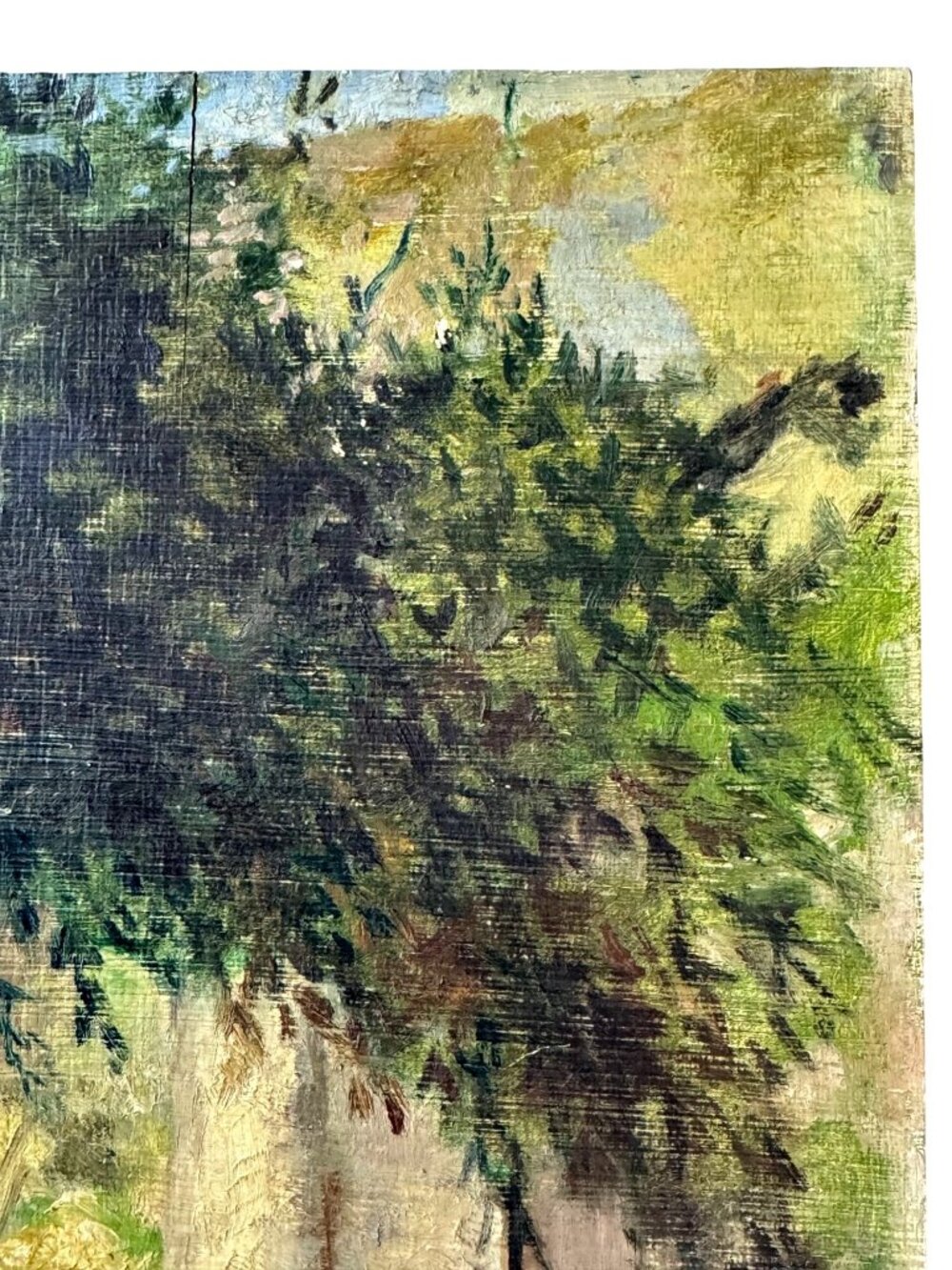 Vintage French Impressionist Oil Painting On Wood Panel Initialed HF Rustic Step - Picture 5 of 8